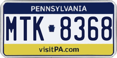 PA license plate MTK8368