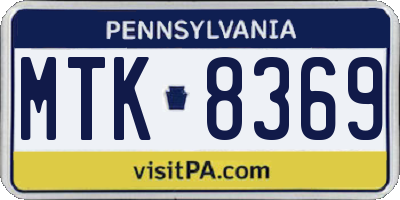 PA license plate MTK8369