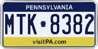 PA license plate MTK8382