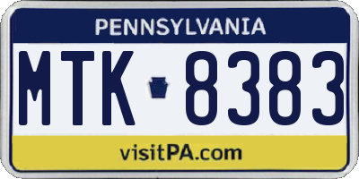 PA license plate MTK8383