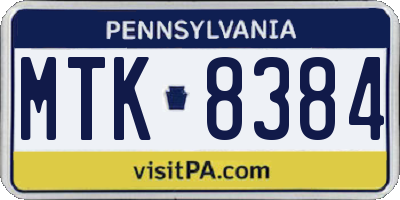 PA license plate MTK8384