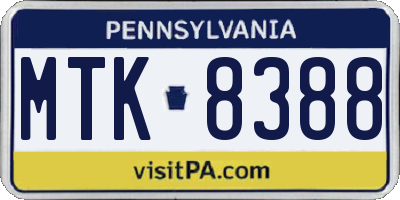 PA license plate MTK8388