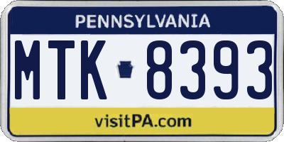PA license plate MTK8393