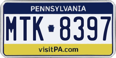 PA license plate MTK8397