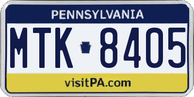 PA license plate MTK8405