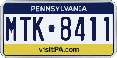 PA license plate MTK8411