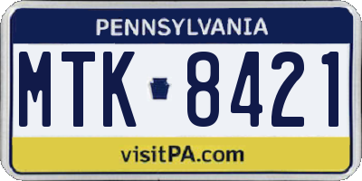 PA license plate MTK8421