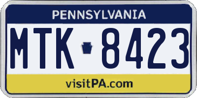 PA license plate MTK8423
