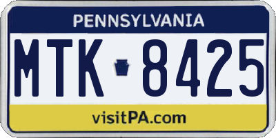 PA license plate MTK8425