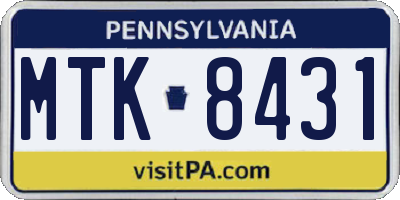 PA license plate MTK8431