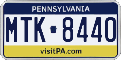 PA license plate MTK8440