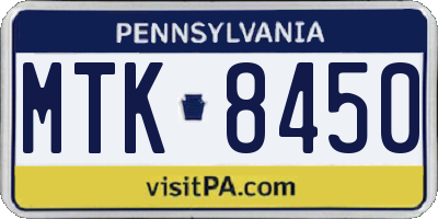PA license plate MTK8450