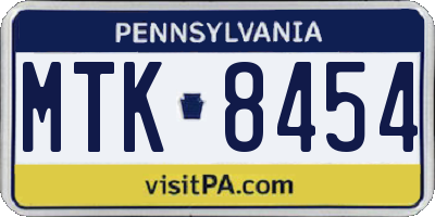 PA license plate MTK8454