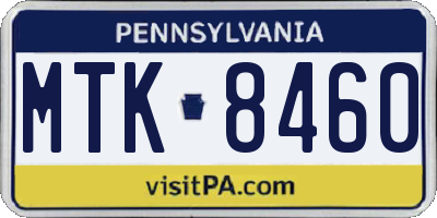 PA license plate MTK8460