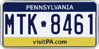 PA license plate MTK8461