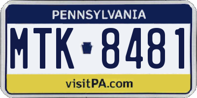 PA license plate MTK8481