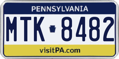 PA license plate MTK8482