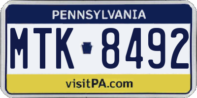 PA license plate MTK8492