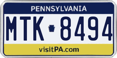 PA license plate MTK8494
