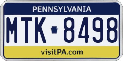 PA license plate MTK8498