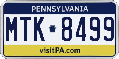 PA license plate MTK8499