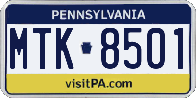 PA license plate MTK8501