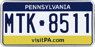 PA license plate MTK8511