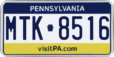 PA license plate MTK8516