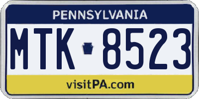 PA license plate MTK8523