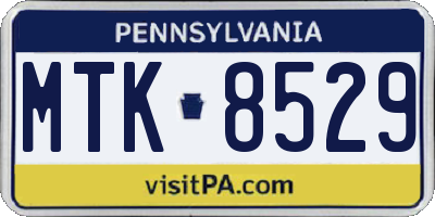 PA license plate MTK8529