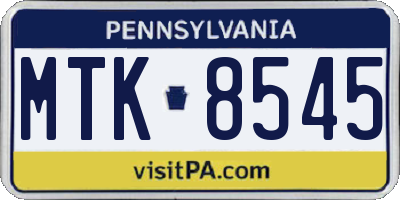 PA license plate MTK8545