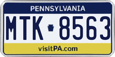 PA license plate MTK8563