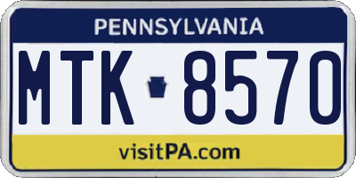 PA license plate MTK8570