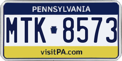 PA license plate MTK8573