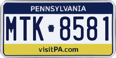 PA license plate MTK8581
