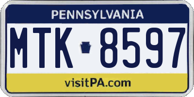 PA license plate MTK8597