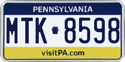 PA license plate MTK8598
