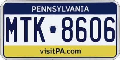 PA license plate MTK8606