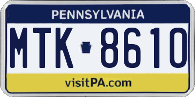 PA license plate MTK8610