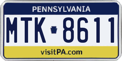 PA license plate MTK8611