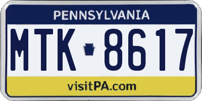 PA license plate MTK8617