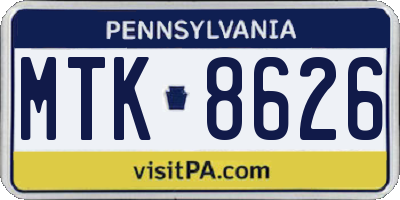 PA license plate MTK8626