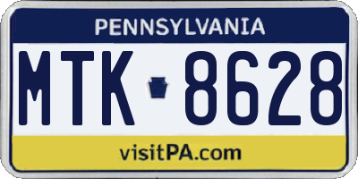 PA license plate MTK8628