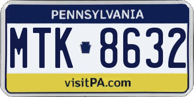 PA license plate MTK8632