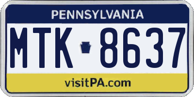 PA license plate MTK8637