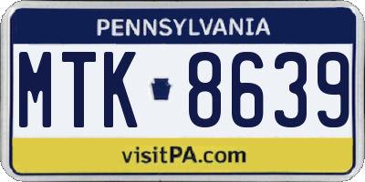 PA license plate MTK8639