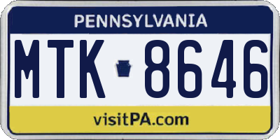 PA license plate MTK8646