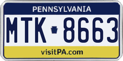 PA license plate MTK8663