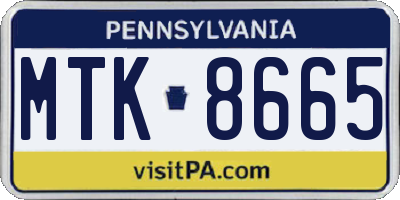 PA license plate MTK8665