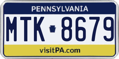 PA license plate MTK8679